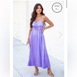 Lavender Pleated MIDI Dress